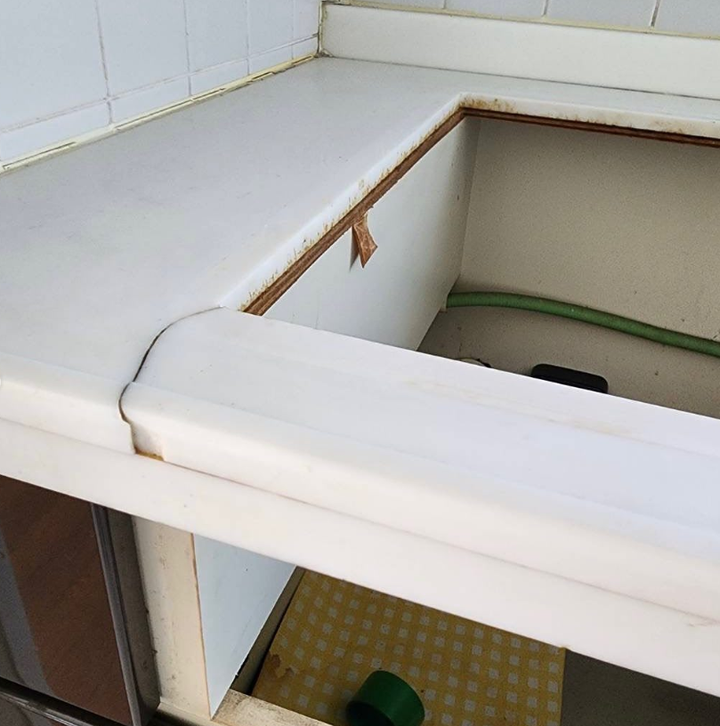 キッチン天板亀裂の補修リペア